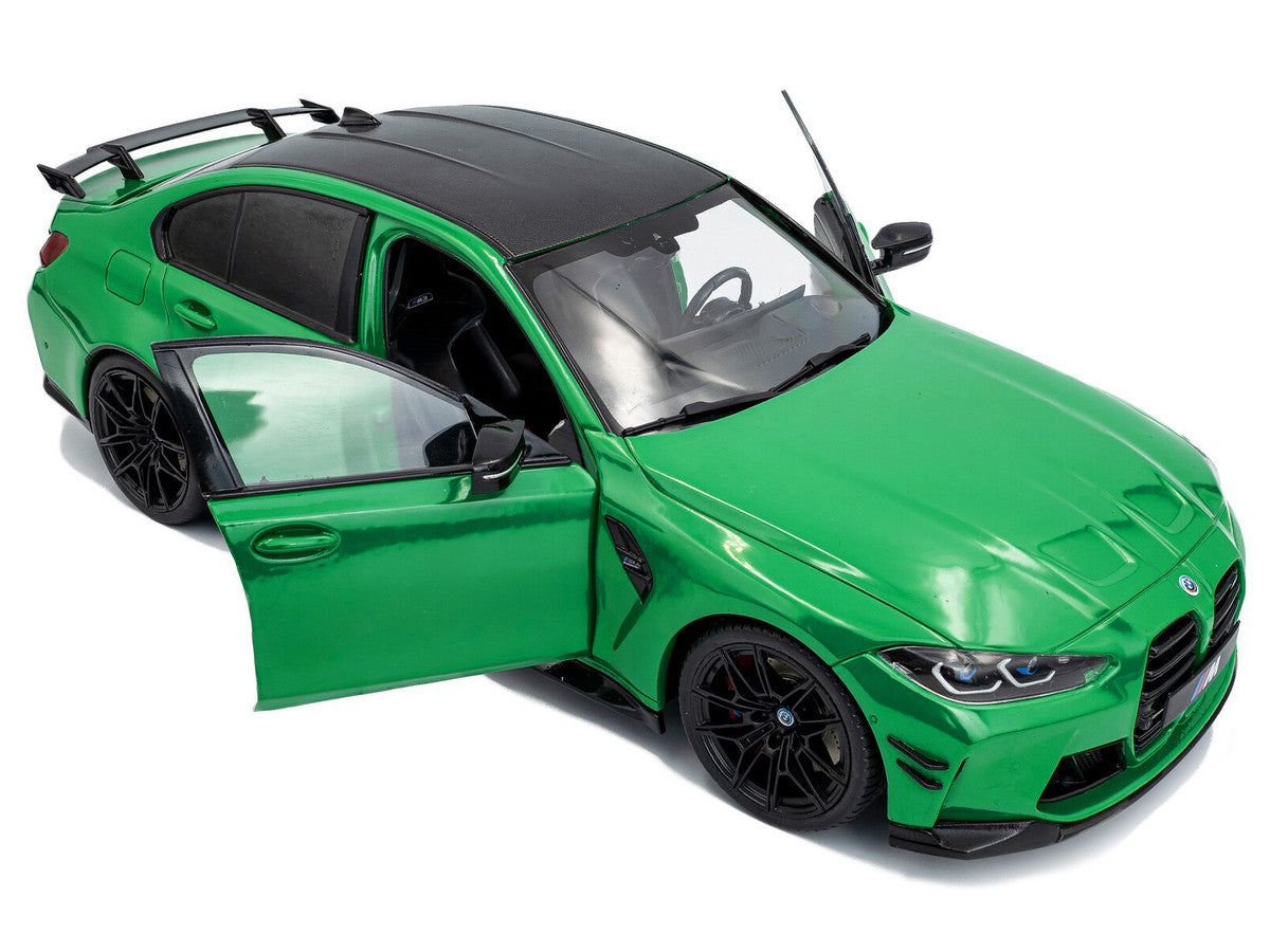 2024 BMW M3 Competition Signal Green with Carbon Top 1/18 Diecast Model Car by Solido LuxuryLifeWay Online Store