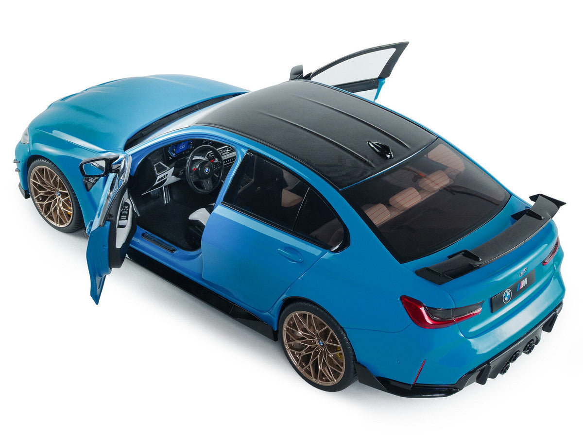 2024 BMW M3 Competition Daytona Beach Blue with Carbon Top 1/18 Diecast Model Car by Solido LuxuryLifeWay Online Store