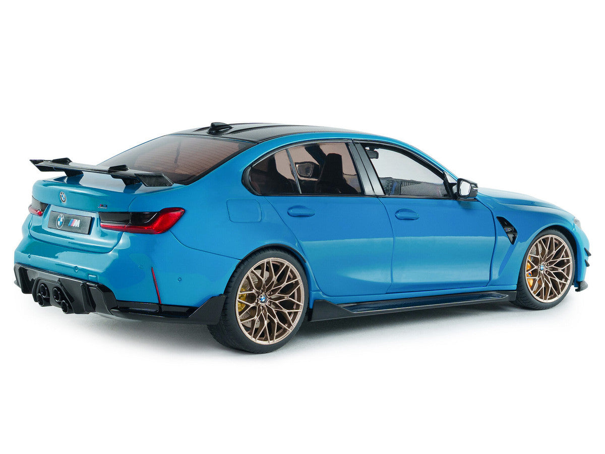 2024 BMW M3 Competition Daytona Beach Blue with Carbon Top 1/18 Diecast Model Car by Solido LuxuryLifeWay Online Store