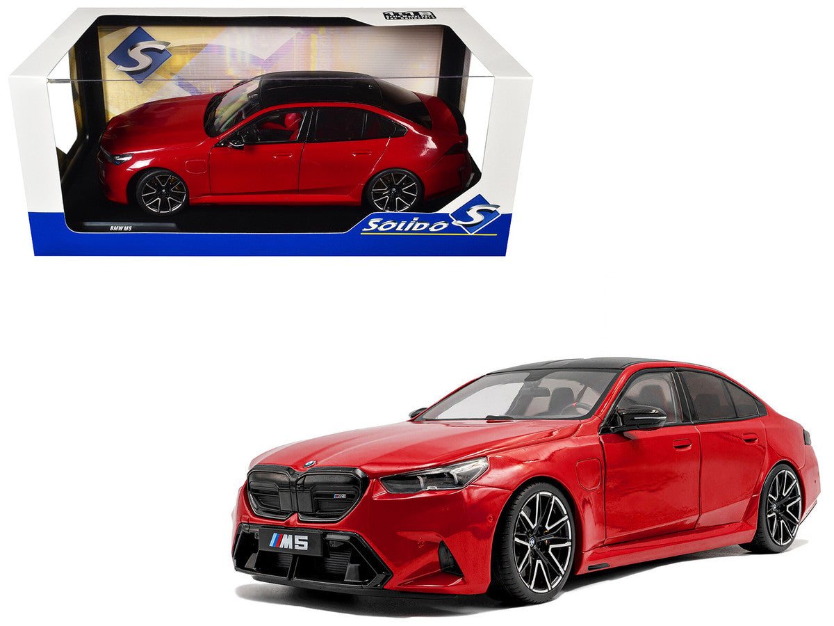 2025 BMW M5 Fire Red with Black Top 1/18 Diecast Model Car by Solido LuxuryLifeWay Online Store