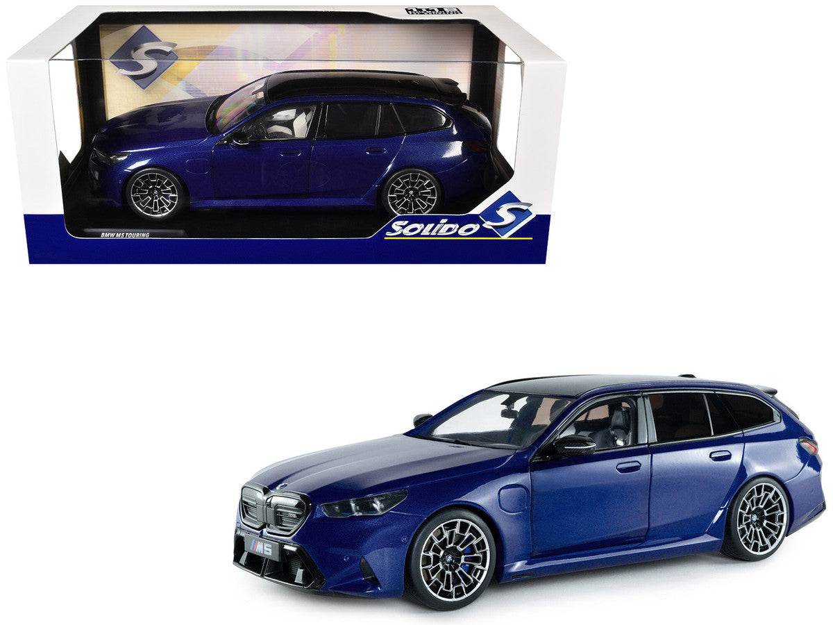 2025 BMW M5 Touring Marina Bay Blue Metallic with Black Top 1/18 Diecast Model Car by Solido LuxuryLifeWay Online Store