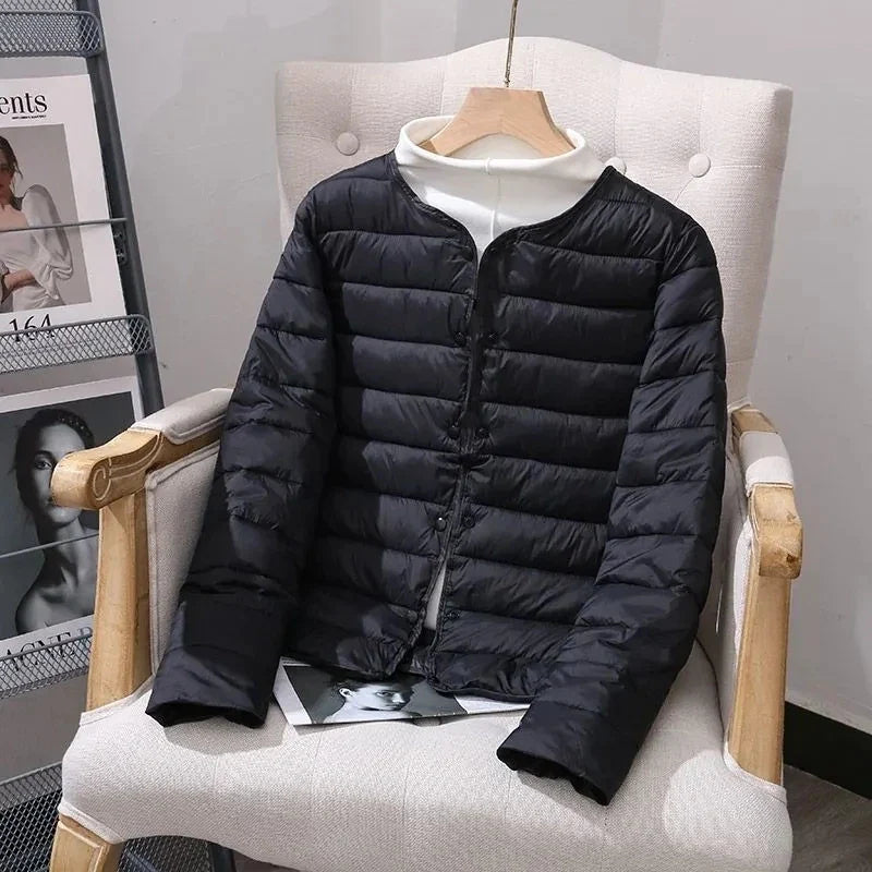 Women White Duck Down Slim Jackets 2025 New Arrivals Autumn Winter Warm Female Fashion Ultra Lightweight Packable Puffer Coats LadyShow.Store