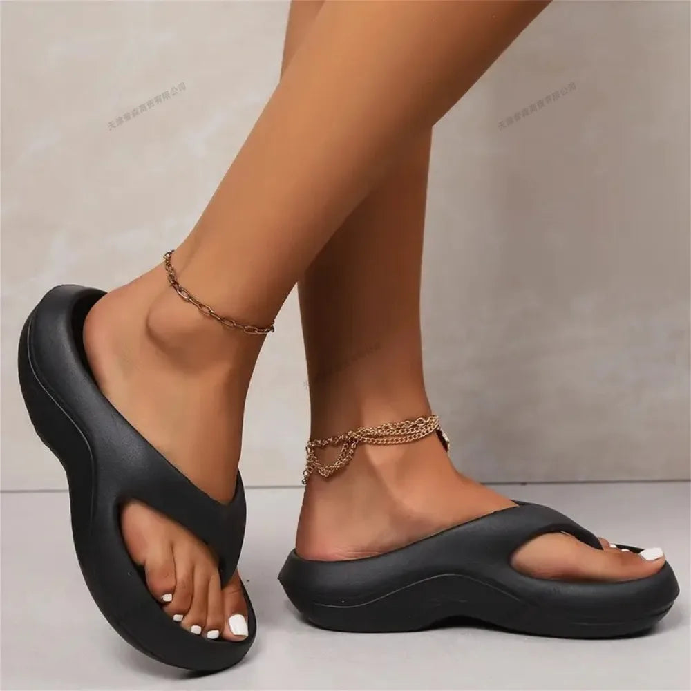 Women Stylish EVA Flip-Flops Comfortable Soft Anti-Slip Anti-Odor Fashionable Versatile for Beach Summer Casual Wear Beach Shoes LadyShow.Store