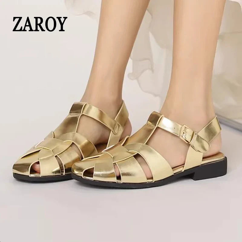 ZAROY Women Sandals Summer 2026 Newest Female Shoes Elegant Office Ladies Sandals Casual Soft Beach Flat Sandalias Roman Zapatos LadyShow.Store