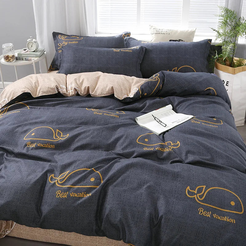 Daisy Printed King Size Duvet Cover Set with Sheets High Quality Washed Cotton Bedding Set Queen Home Bed Sets Comforter Covers LadyShow.Store