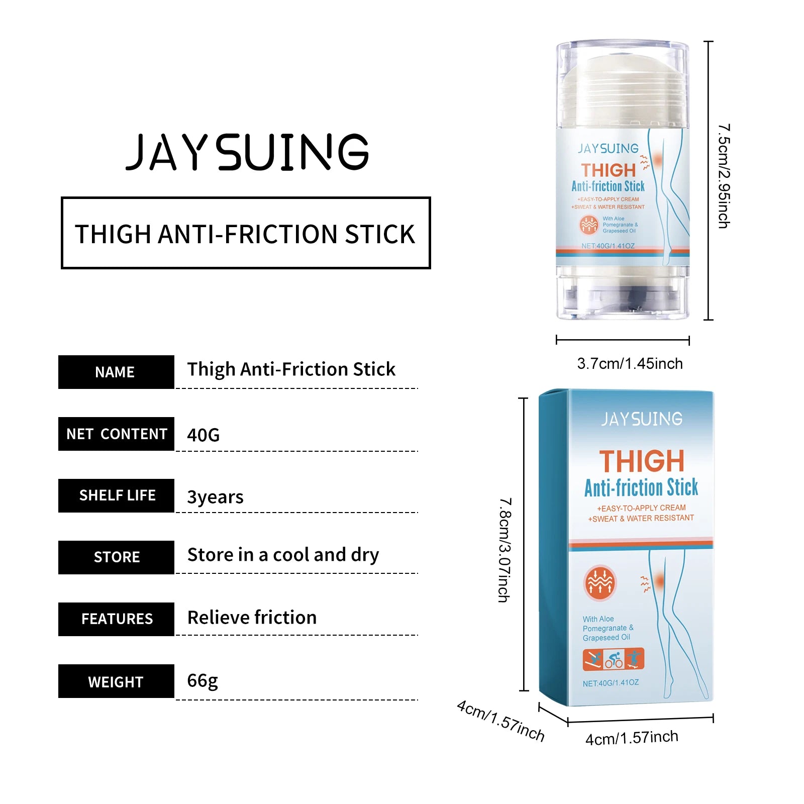Anti Chafing Stick Running Prevent Arm Chest Thigh Chafing Irritation Aloe Soothe Moisturize Rough Skin Outdoor Anti Chafe Balm Pi-Mart