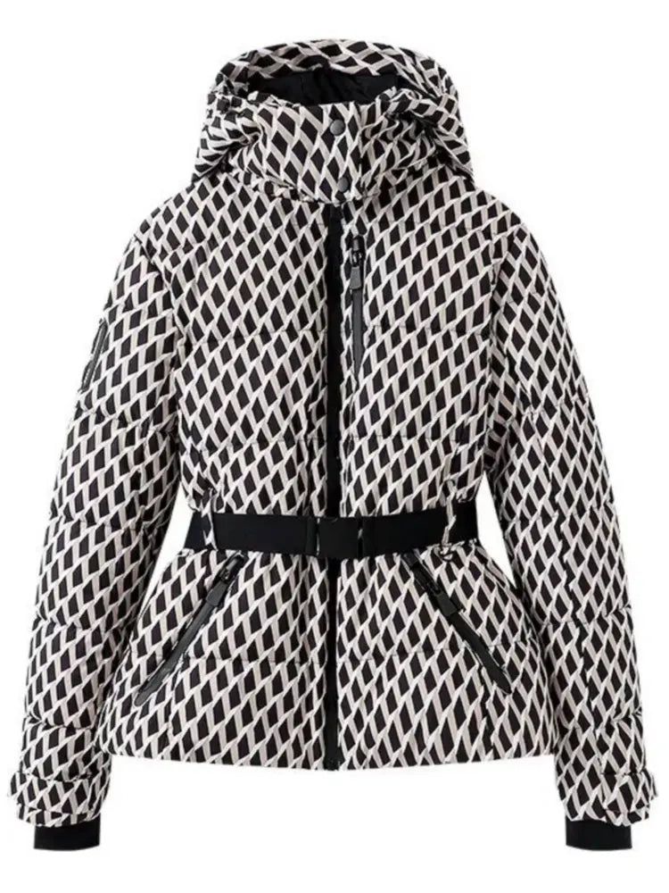 2026 Women Winter Hooded Down Jackets With Belt Lady Warm Thick Long Sleeve Stand Collar Parkas Padded Coats Sports Ski Outdoor LadyShow.Store