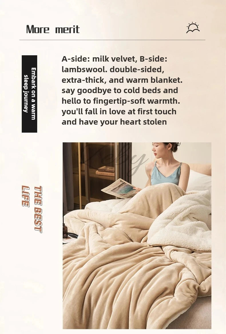 Spring Imitation Lambswool Multi-functional Blanket Queen Blankets for Bed Soft Plush Comfortable Milk Fleece Blanket for Throw Pi-Mart