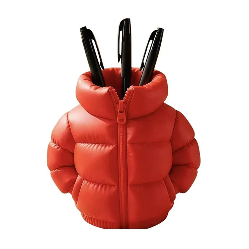 Down Jacket-Shaped Pen Holder Desktop Organizer for Stationery Makeup Brushes Home Office Shelf Decor, for Shool Gift LadyShow.Store