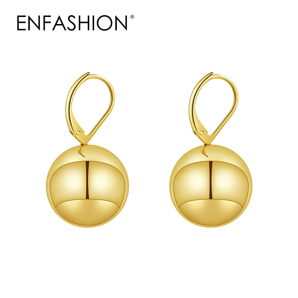 ENFASHION Aretes De Mujer Grossy Hollow Steel Ball Earrings For Women's Stainless steel 18K Plated Gold Fashion Jewelry E251838 Pi-Mart