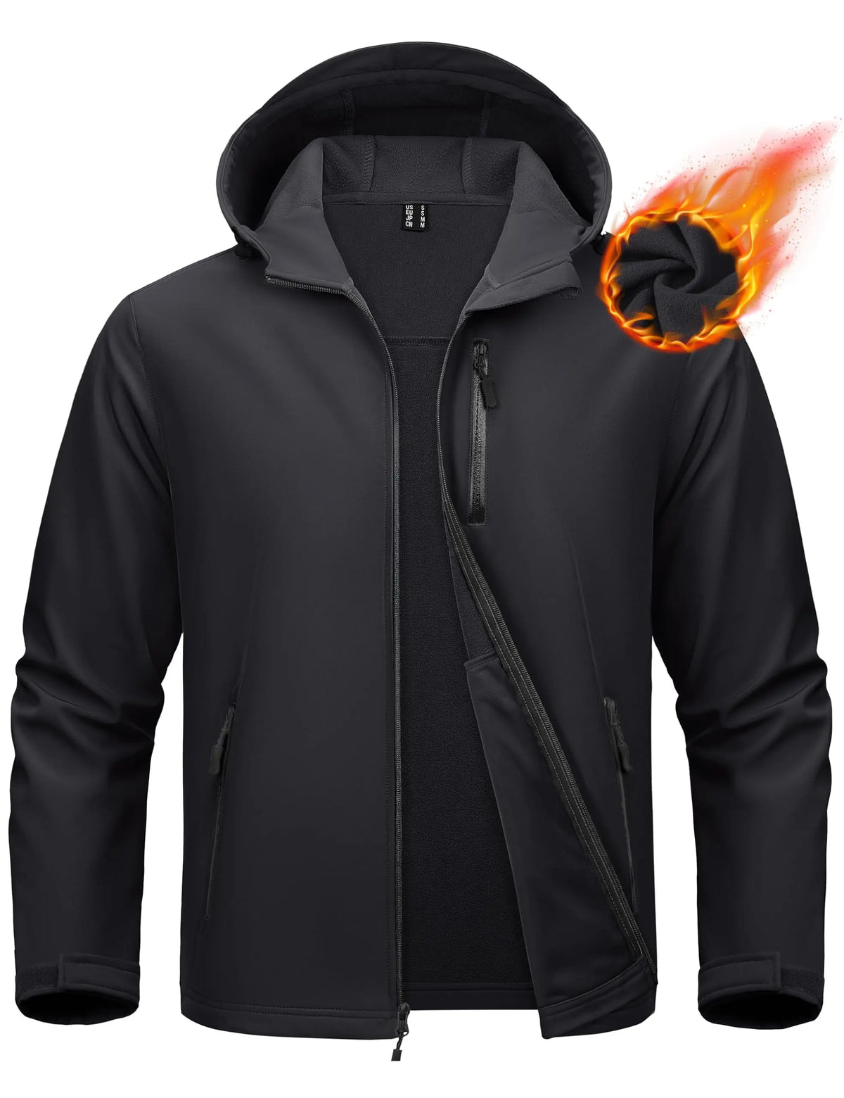 TACVASEN Hooded Rain Softshell Jacket Mens Fleece Lined Waterproof Jacket Work Jacket Outdoor Trekking Hiking Windbreaker Male Pi-Mart