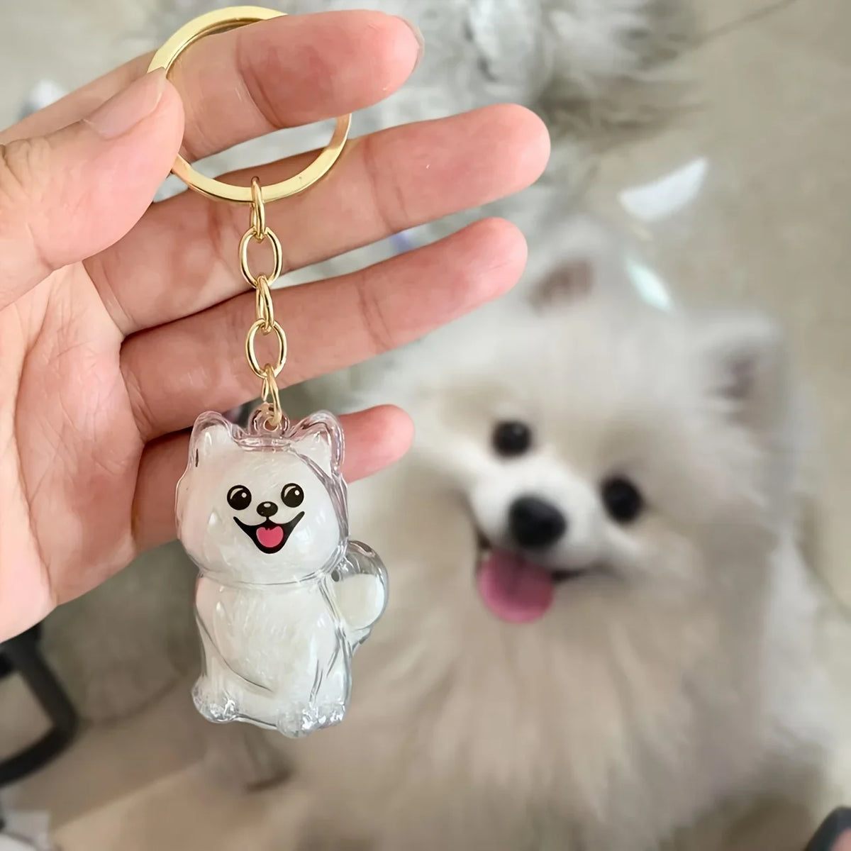 Transparent Cute Dog Pendant Keychain Creative Pet Hair Storage Capsule Hanging Ornament for Pet Lover DIY Pet Memorial Keychain Pi-Mart