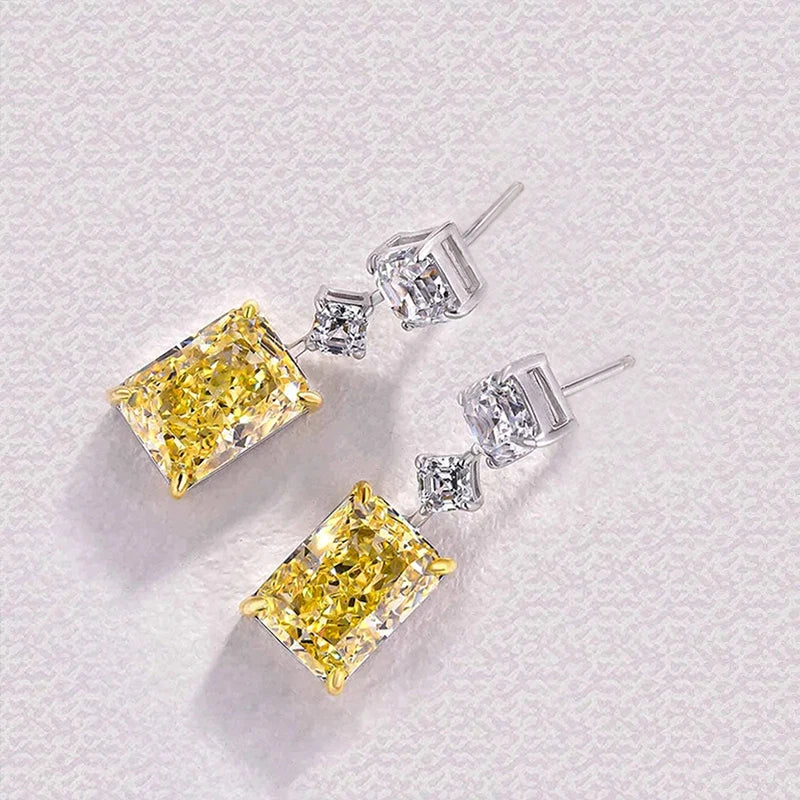Huitan Newly Designed Women's Dangle Earrings with White/Yellow Cubic Zirconia Elegant Bridal Wedding Earrings Statement Jewelry Pi-Mart