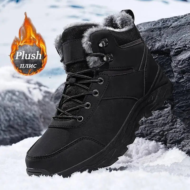 New Autumn and Winter High-Top Thick-Soled Fleece-Lined Men's Snow Boots, Outdoor Hiking Shoes, Hunting Boots, Hiking Boots Pi-Mart