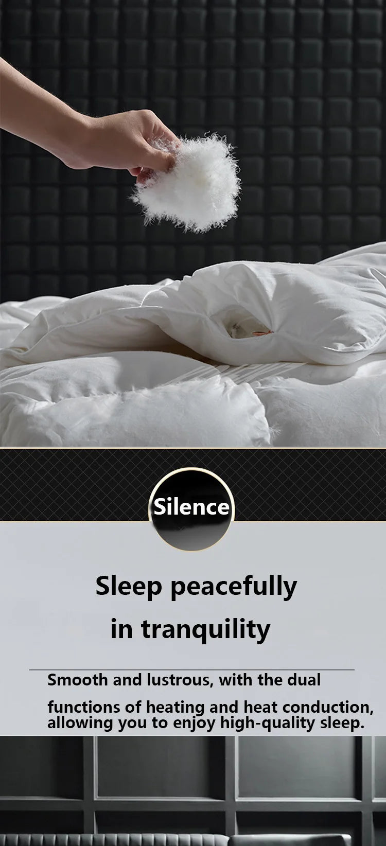 Luxury 100% White Goose down Comforter Winter Warm Duvet Extra Large Double Single Lightweight 3D Bread Design Pleated Edge Pi-Mart
