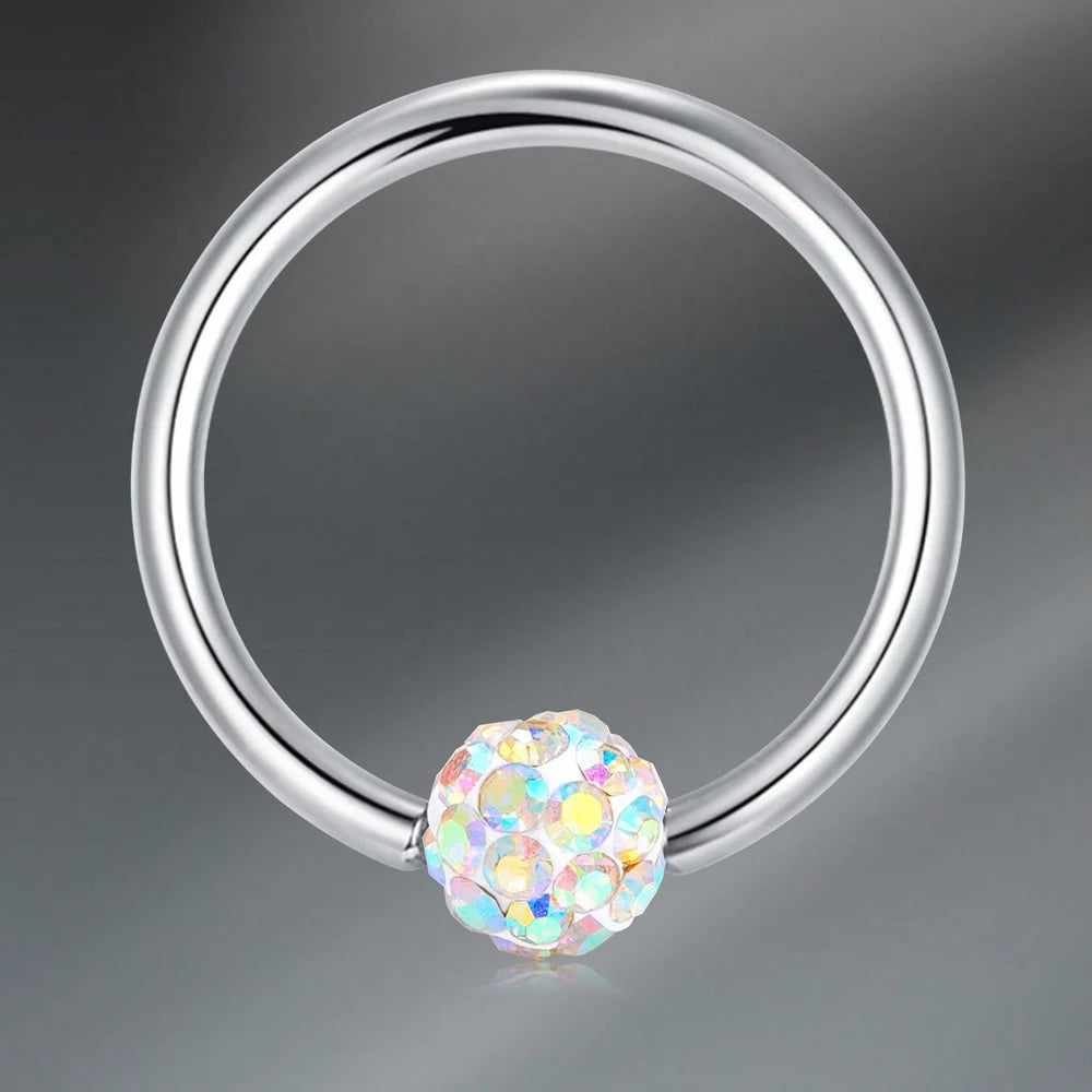 1pc Stainless Steel Nose Septum Clicker 20G 16G Flower Cubic Zirconia Decorated Piercing Nose Ring, Suitable For Daily Wear Pi-Mart