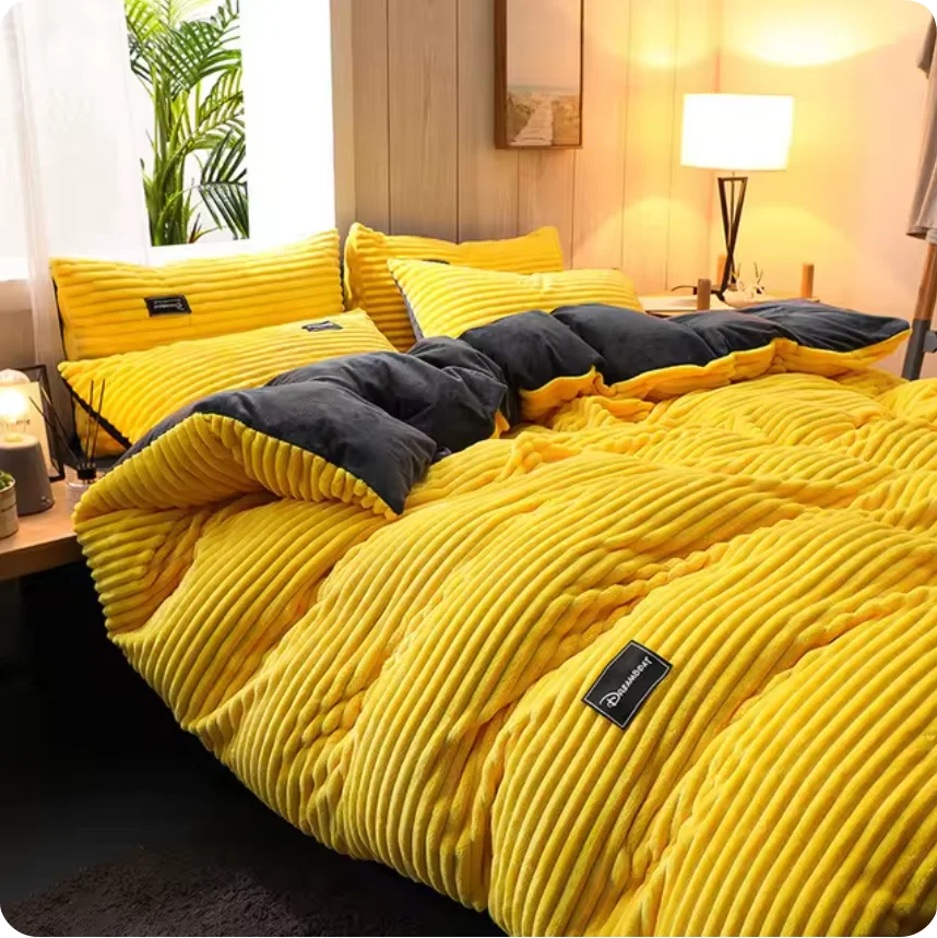 Warm Winter Duvet Cover Bedding Set Thick Solid Color Velvet Double Soft Quilt Cover Twin Queen King Comforter Cover Sets 220*24 Pi-Mart