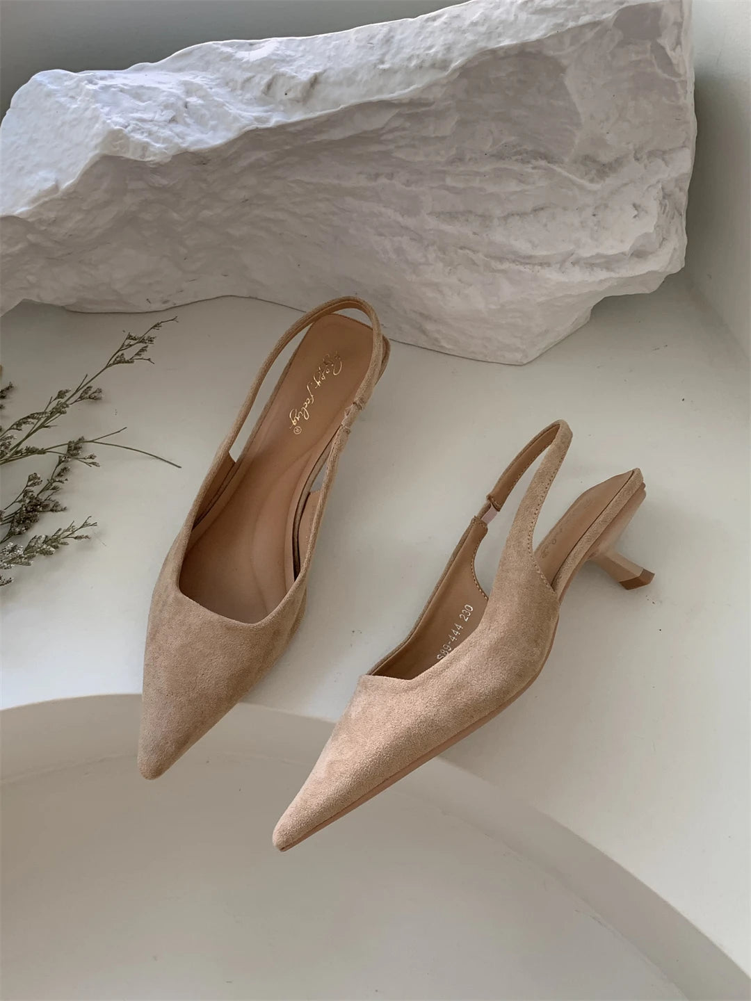 Bailamos Women Sandals Pointed Toe Elegant Low-heel Shoes Summer Fashion Slingback Woman Mules Shoes Pumps Dress Shoes Pi-Mart