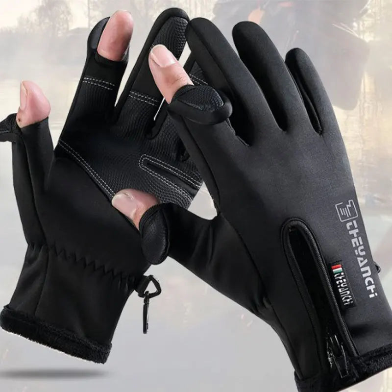 Winter Fishing Gloves 2 Finger Flip Waterproof Winter Gloves Windproof Photograph Men Women Warm Protection Fish Angling Gloves Pi-Mart