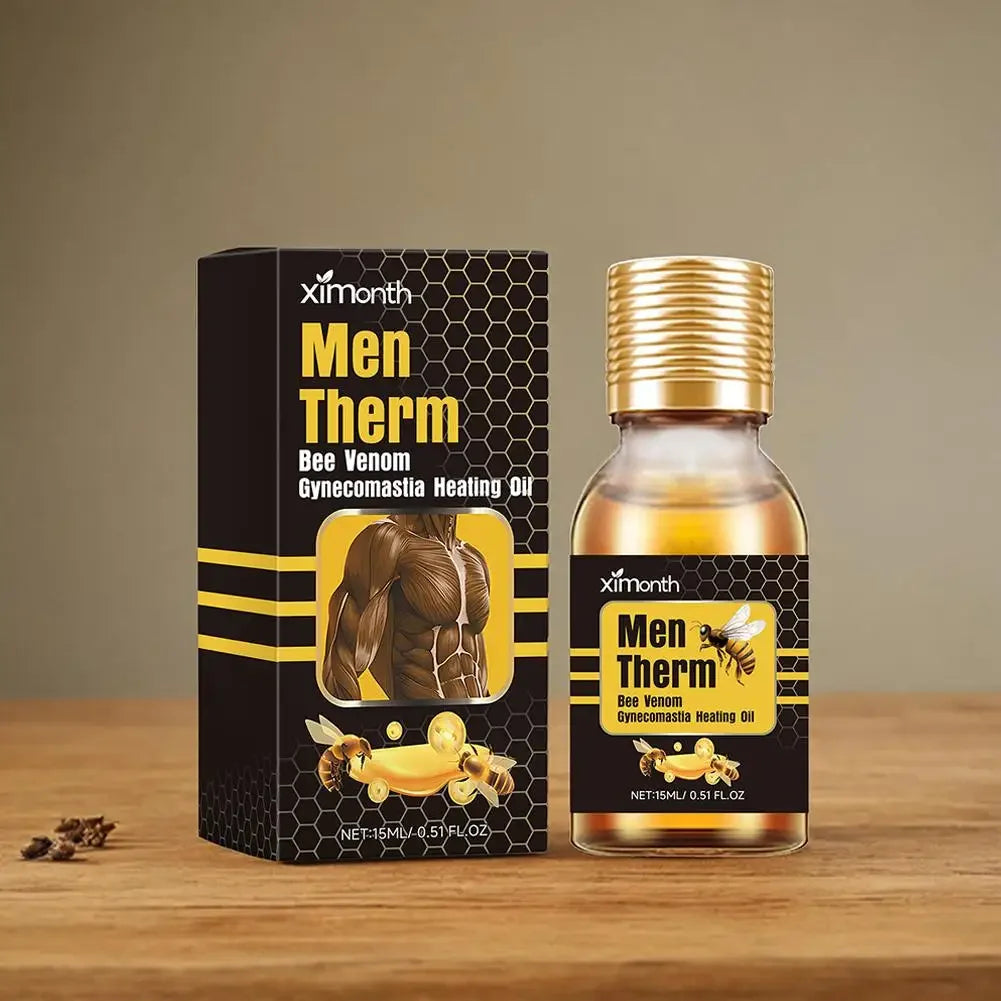 15ml Men's Bee Male Breast Warming Oil Chest Firming Massage Serum Chest Firming Oil Skin Care Pi-Mart