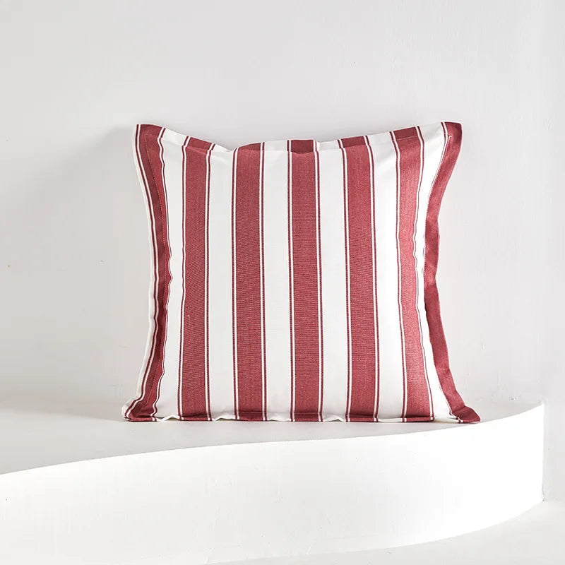 Classical Striped Cushion Cover 45x45cm Hawthorn Red Ivory Recycle Polyester Fabric Pillow Cover Indoor Outdoor Home Decoration Pi-Mart