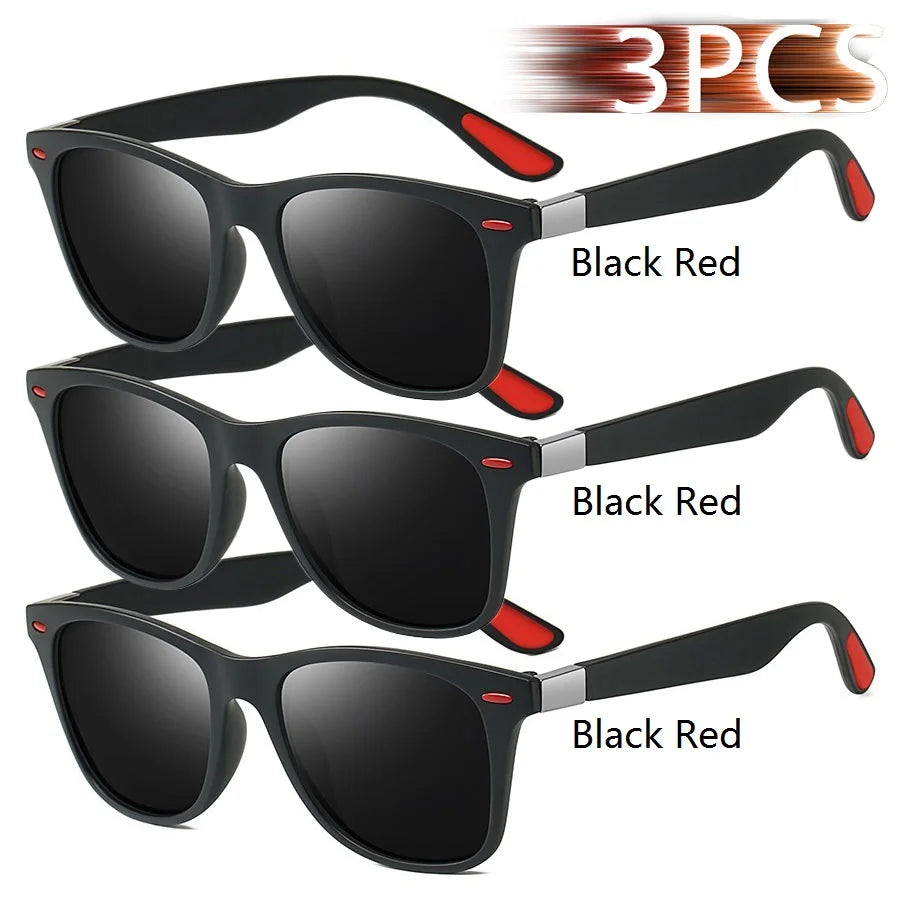 1-2-3PCS Fashion Vintage Square Unisex Driving Fishing Sunglasses Men Women Luxury Brand Designer Sun Glasses Anti-Glare Eyewear Pi-Mart