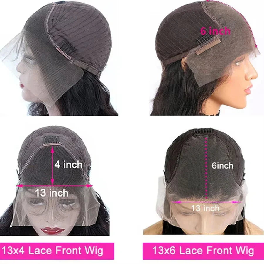 Natural Black Body Wave Remy Human Hair Wigs Lace Front Wig Pre Plucked Hairline 180% Density HD Transparent Lace Frontal Wig LadyShow.Store