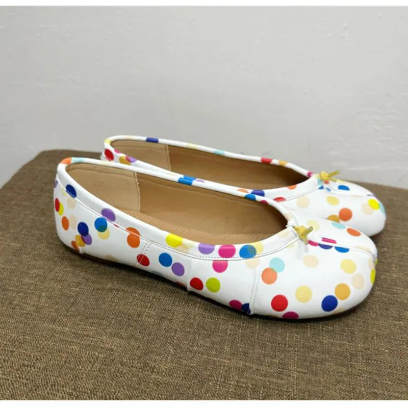 Split Toe Women Ballet Flats Fashion Tabi Shoes Casual Slip-on Loafers Ladies Pleated Leather Espadrilles Zapatillas Mujer Pi-Mart