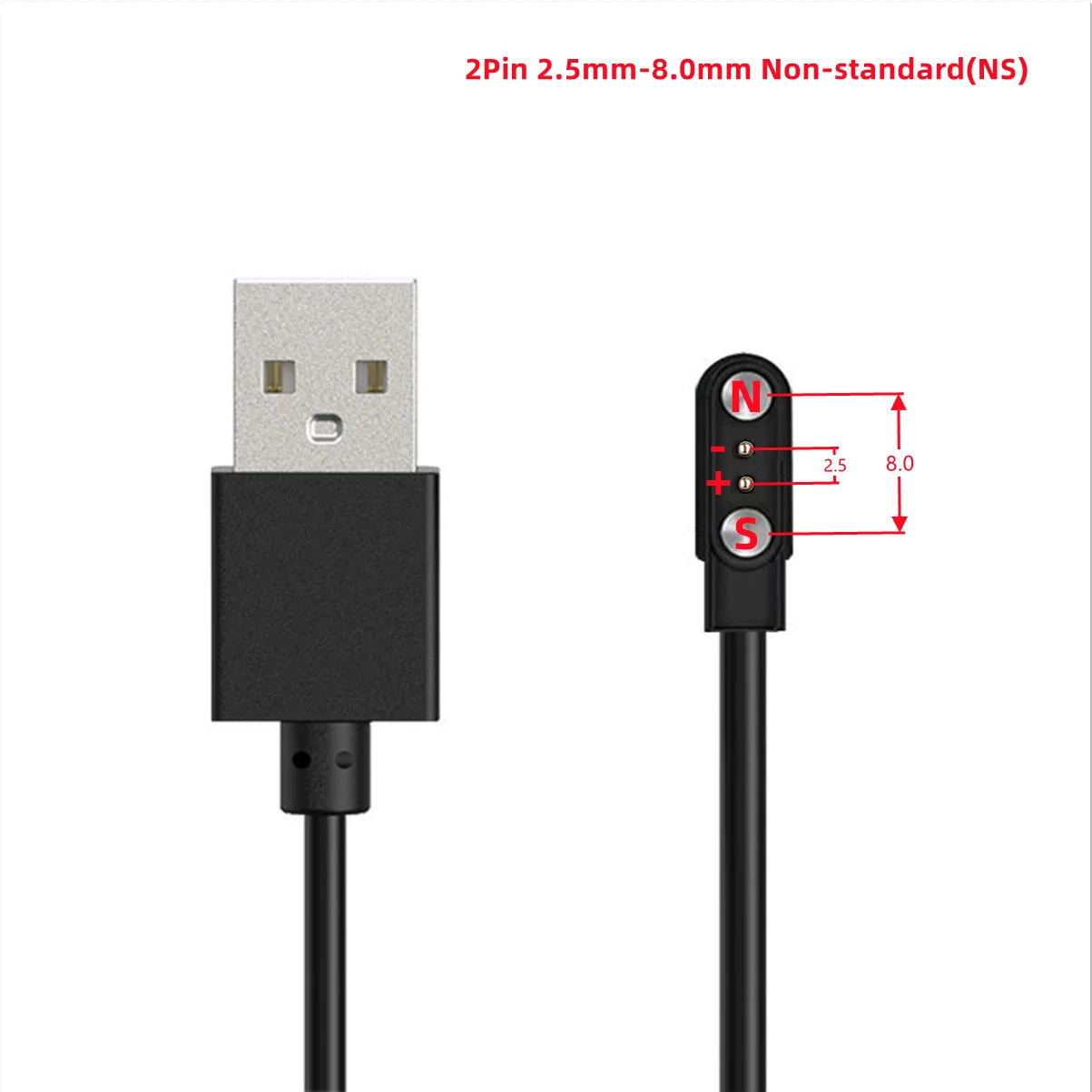 2Pin 4Pin 5Pin Magnetic Charging Cable USB to Pogo Pin for Smart Watch Earphone Wristband 60cm 5V Magnetic Dock Charger Adapter LadyShow.Store