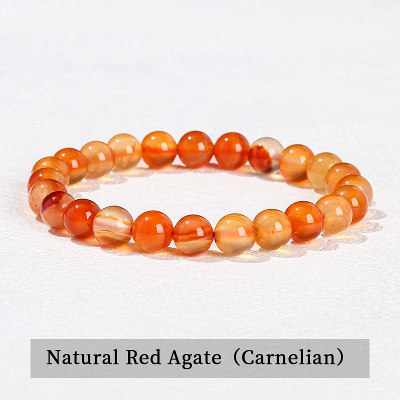 JD Natural Stone Beads Bracelet Amethyst Tiger Eye Crystal Quartz Agate Gem Beads Bangles Women Men Reiki Healling Jewelry Gift Pi-Mart
