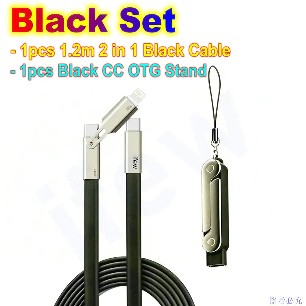 USB Type C Flat Phone Charger Fast Charging Cable C Kick Cable Stand Invisible Support Foldable Holder Charge Bracket For iPhone Pi-Mart