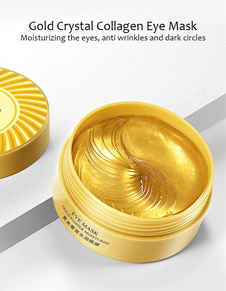 120pcs BIOAQUA  Gold Crystal Collagen Eye Mask Anti Dark Circles Anti-Wrinkles Seaweed Moisturizing Eye Patches Eyes Skin Care Pi-Mart