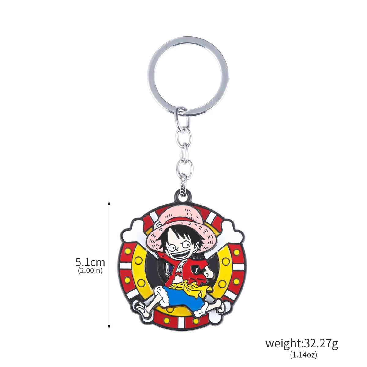 One Piece Luffy Straw Hat Keychain Rotatable Zoro Skull Metal Pendant Role-Playing Decorative Accessories Fan Jewelry Gift Pi-Mart