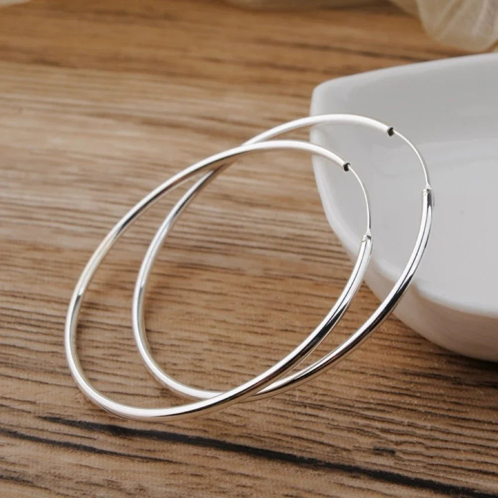 Stainless Steel 12-70mm Minimalist Big Circle Hoop Earrings for Women Trendy Gold Color Metal Smooth Round Earring Jewelry Pi-Mart