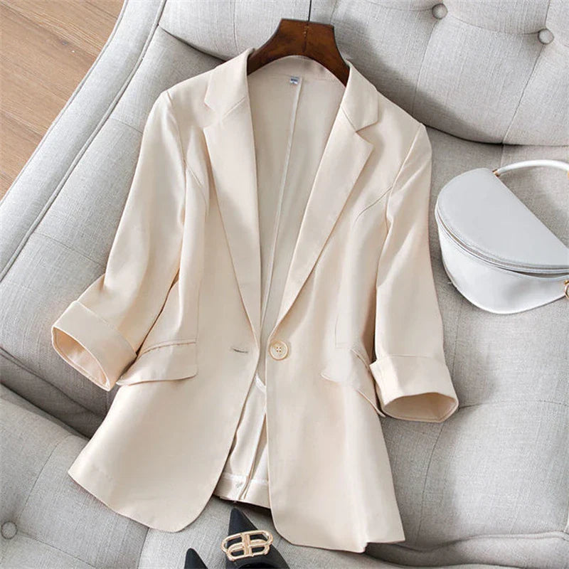 2026 Spring Summer New Temperament Versatile Large Size Women's Small Blazer Coat Loose Elegant FemaleThin  Blazer Jacket 4XL LadyShow.Store
