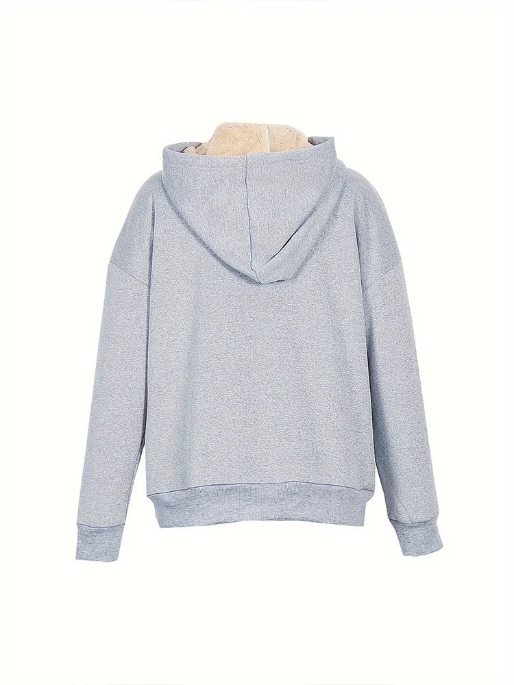 2025 Spring New Women's Solid Colour Warm Sweatshirt Hooded Lace-up Winter Sweatshirt with Pockets For Acrylic Sweaters LadyShow.Store