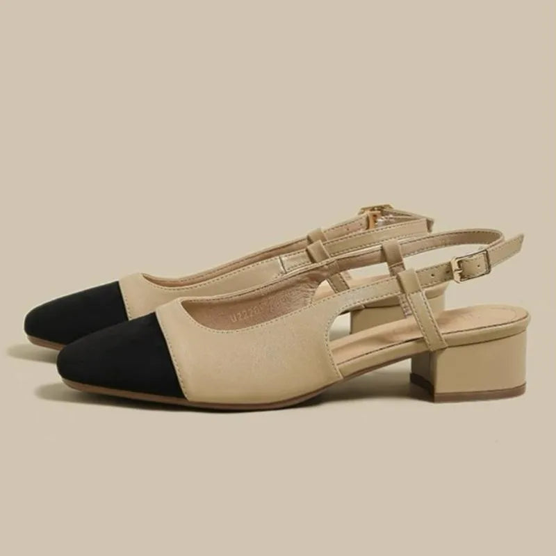 Summer New Fashion Low Square Heels Shoes Korean Color Matching Party Ladies Shoes Designer Chaussure Femme All-match Sandals LadyShow.Store