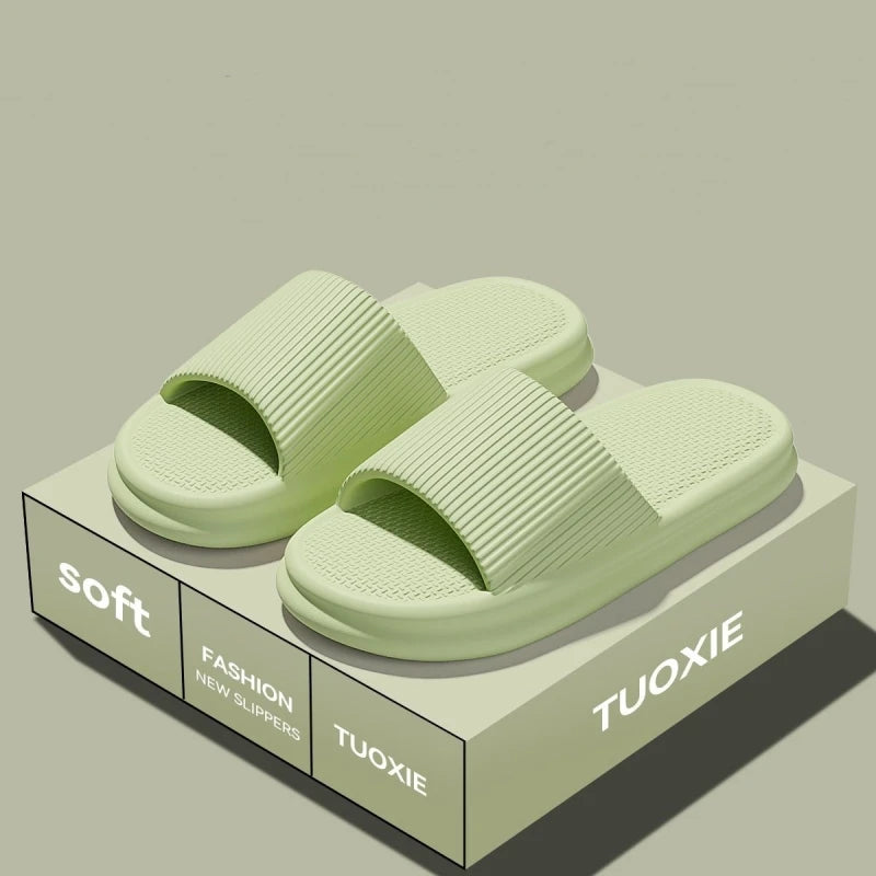 Women Summer Concise EVA Slippers Men Soft Home Slides Couples Bathroom Non-slip Sandals Adults Comfortable Outdoor Beach Shoes Pi-Mart