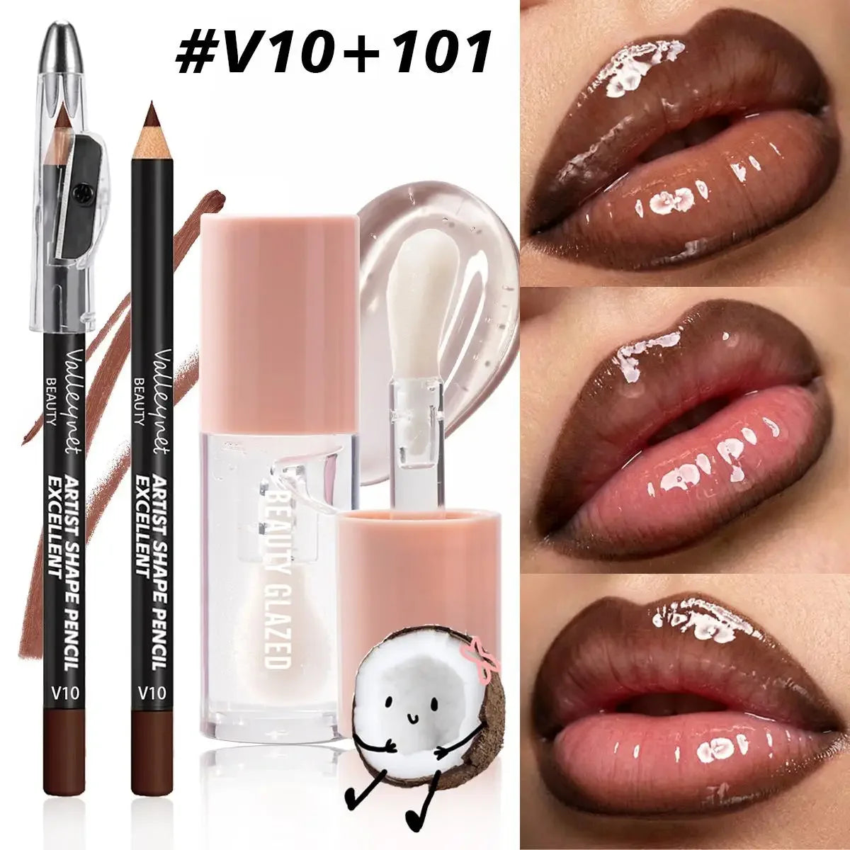 2Pcs/Set Precision Lip Kit Duo -Creamy Liner with Built-in Sharpener & Moisturizing Liquid Lipstick - Defined Contour Makeup Set Pi-Mart