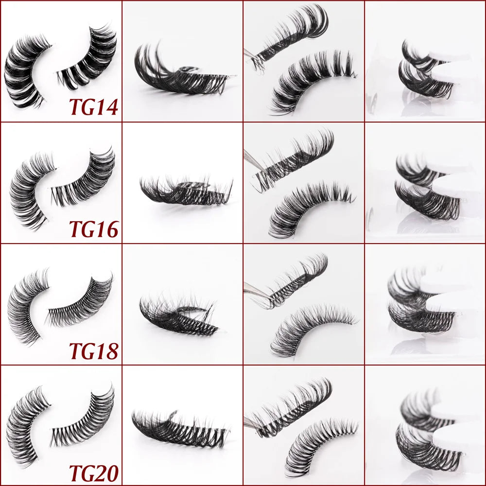 Yiernuo 1/5 Pairs Long Transparent Band Vegan Eyelash D Curl Russian Eyelashes Clear Band Lashes Invisible Band Lashes Pi-Mart