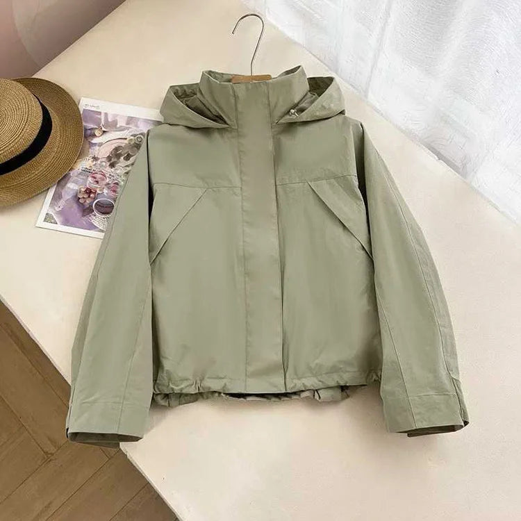 Mumaroho 2026 Autumn Winter Women Windbreaker Jacket Windproof Solid Long Sleeve Outdoor Sport Hooded Thin Coat Jacket For Women Pi-Mart