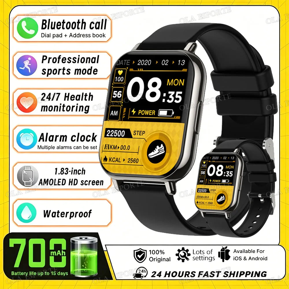 2026 Upgraded Smart Watch Heart Rate Blood Oxygen/Pressure Sleep Monitoring Bluetooth Call Voice Assistant Sport Mode Smartwatch LadyShow.Store
