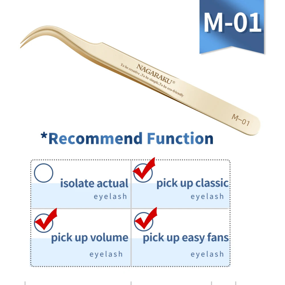 NAGARAKU Eyelash Extension Tweezers Makeup Stainless Steel Eyelash 3D accurate Clip Pi-Mart