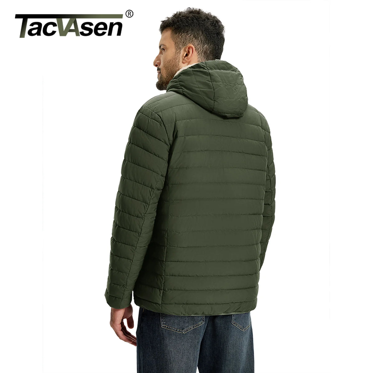 TACVASEN Men's Puffer Jacket Winter Warm Hooded Sherpa Lined Water Resistant Windproof Insulated Jacket Warm Winter Puffy Coat Pi-Mart