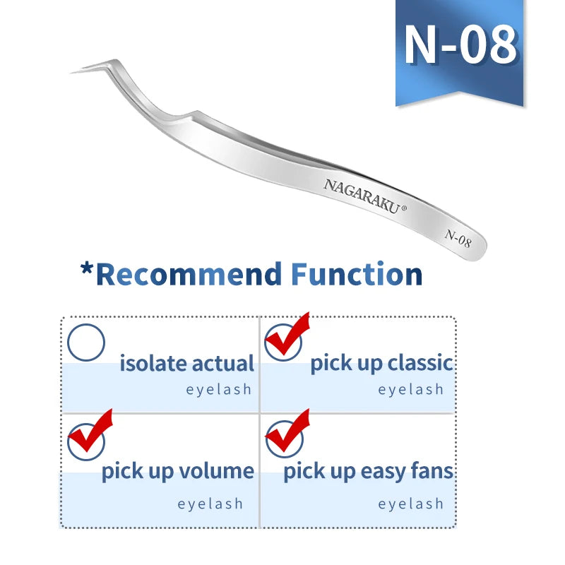 NAGARAKU Eyelash Extension Tweezers Makeup Stainless Steel Eyelash 3D accurate Clip Pi-Mart