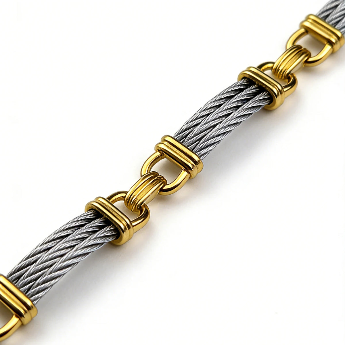Unisex Stainless Steel Cable Bracelet: Designer-Inspired Twisted Cable, Classic and Elegant, with a Stainless Steel Clasp Pi-Mart
