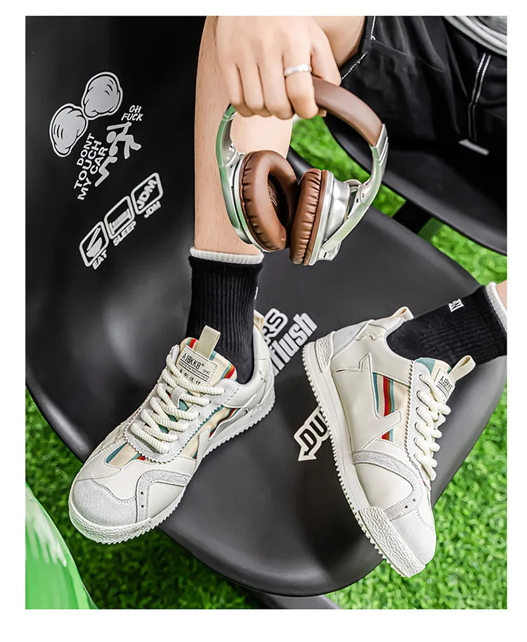 Large Size Men's White Sneakers Autumn Comfortable Non Slip Running Shoes Luxury Soft Sole Fashion Lace Up Outdoor Casual Shoes Pi-Mart