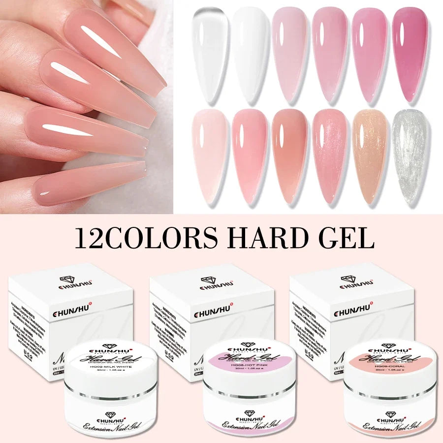 30ML Hard Gel For Nail Extension Milky White Builder Constructor Gel Self Leveling Reinforcement Nail Gels Camouflage Manicure Tri Light Beauty