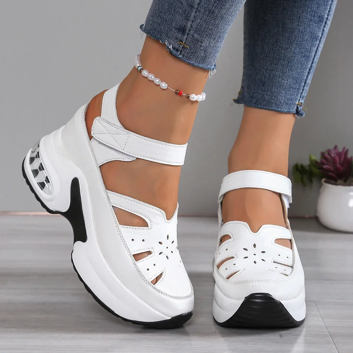 Women Sandals New Closed Toe Office and Career Summer Solid Wedge Shoes for Women New High Quality Buckle Strap Sandals Women LadyShow.Store