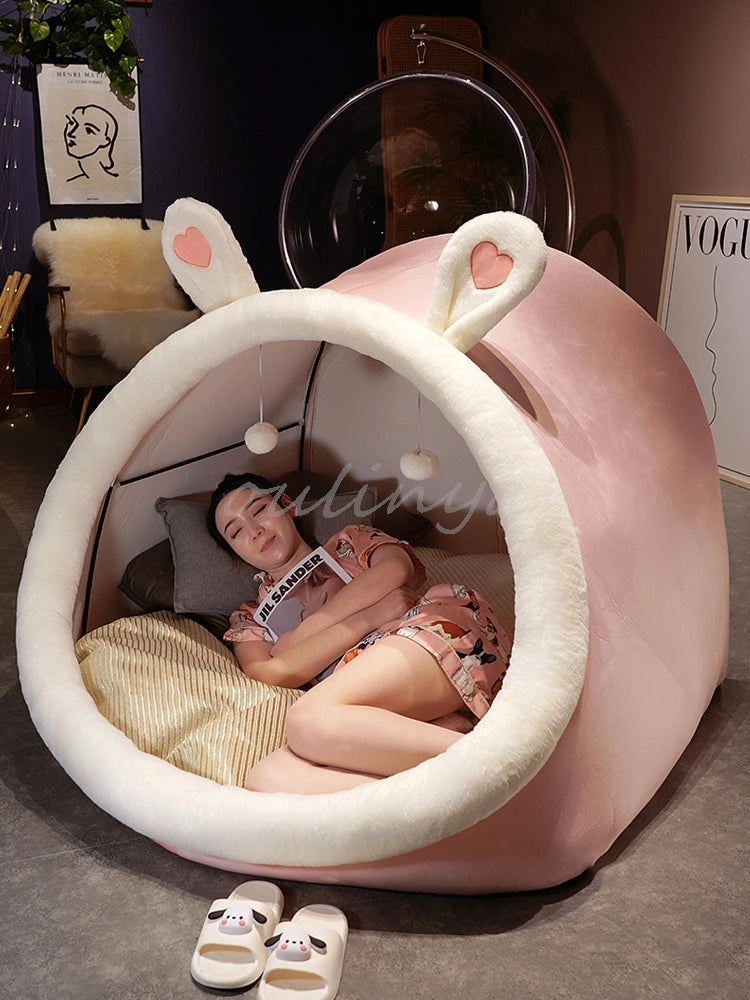 Cute Oversized Adult Child Plush Tent Cozy House Lazy Person Sofa On The Ground Cat's Nest Christmas Cushions Sitting Cushion Pi-Mart
